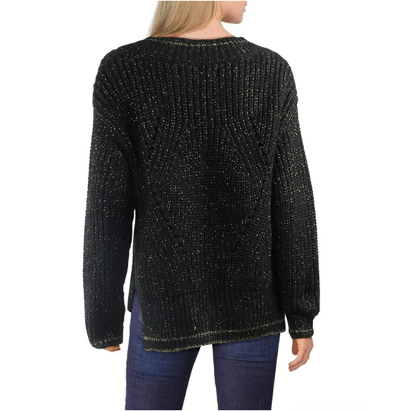John & Jenn Evereve NWT Black Fabio Sweater with Gold Shimmer // M - Picture 2 of 12